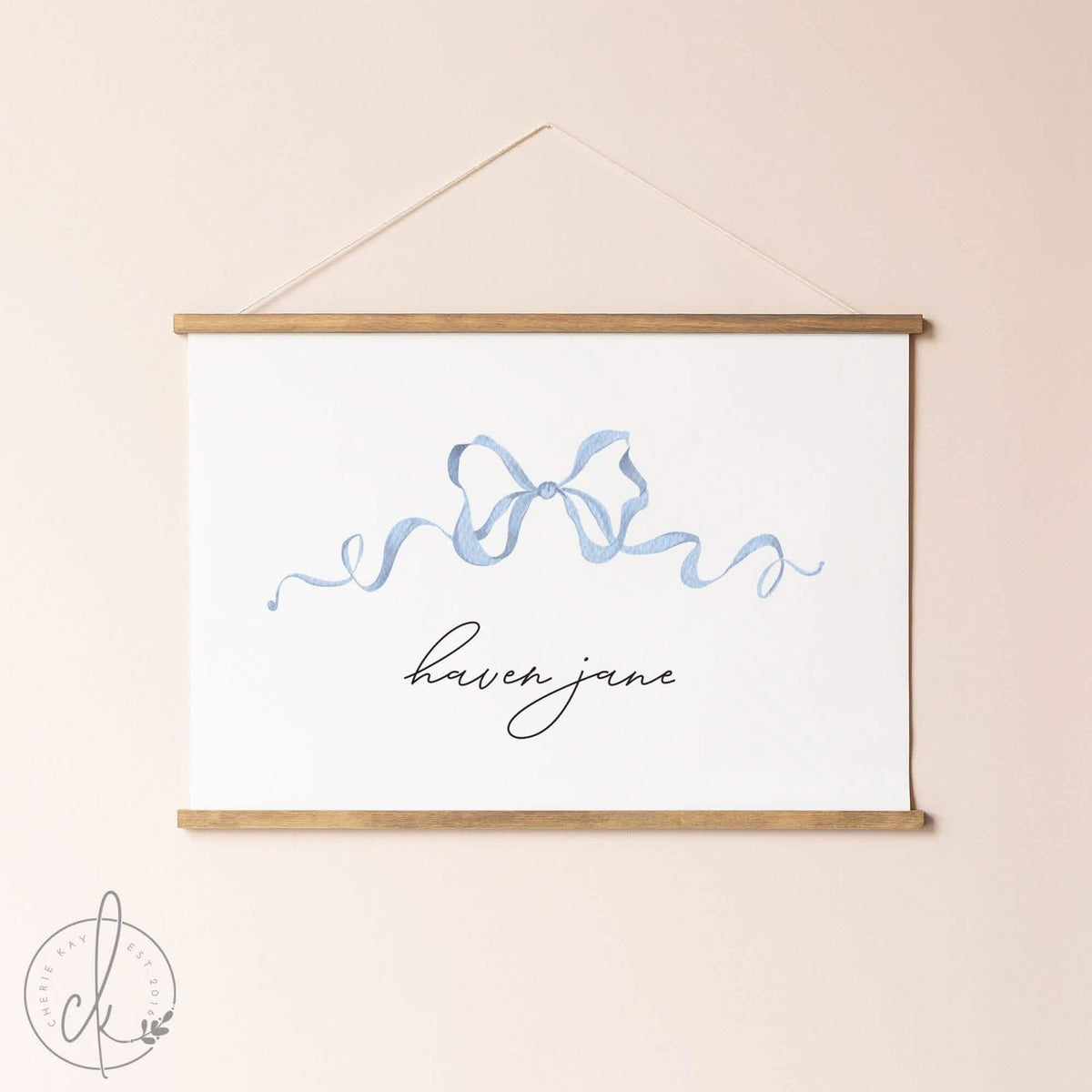 Personalized Wall Hanging | Watercolor Bow Name Canvas | Girl Nursery Decor | 87