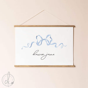 Personalized Wall Hanging | Watercolor Bow Name Canvas | Girl Nursery Decor | 87