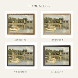 Sailboat Wall Art | Monet Bridge at Argenteuil | Ornate Gold Framed Canvas | N210