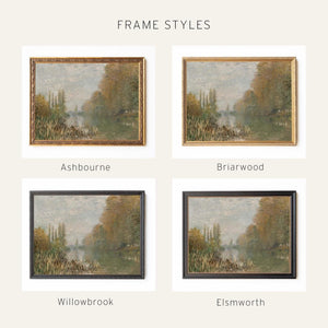 Monet Artwork | Autumn River at Argenteuil | Ornate Gold Framed Canvas Print | N120