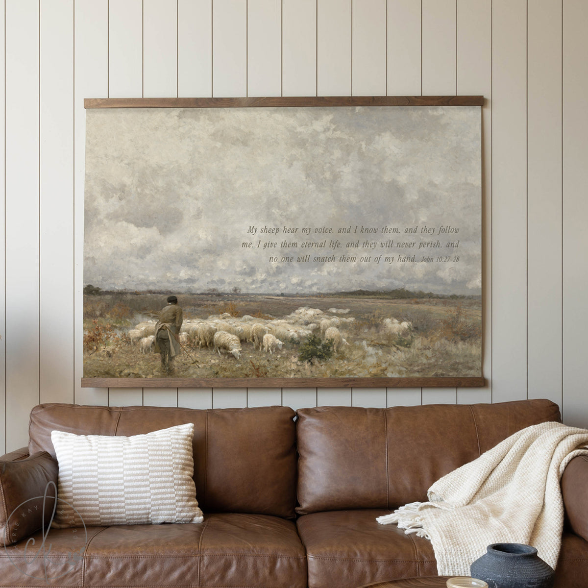 Large Christian Wall Art | Jesus and Sheep Painting | Large Canvas Tapestry | T59