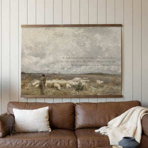 Large Christian Wall Art | Jesus and Sheep Painting | Large Canvas Tapestry | T59