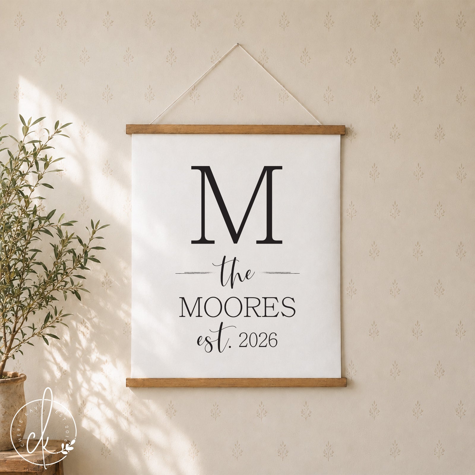 Last name letter sign | personalized canvas wall decor | living room decor | fabric wall hanging