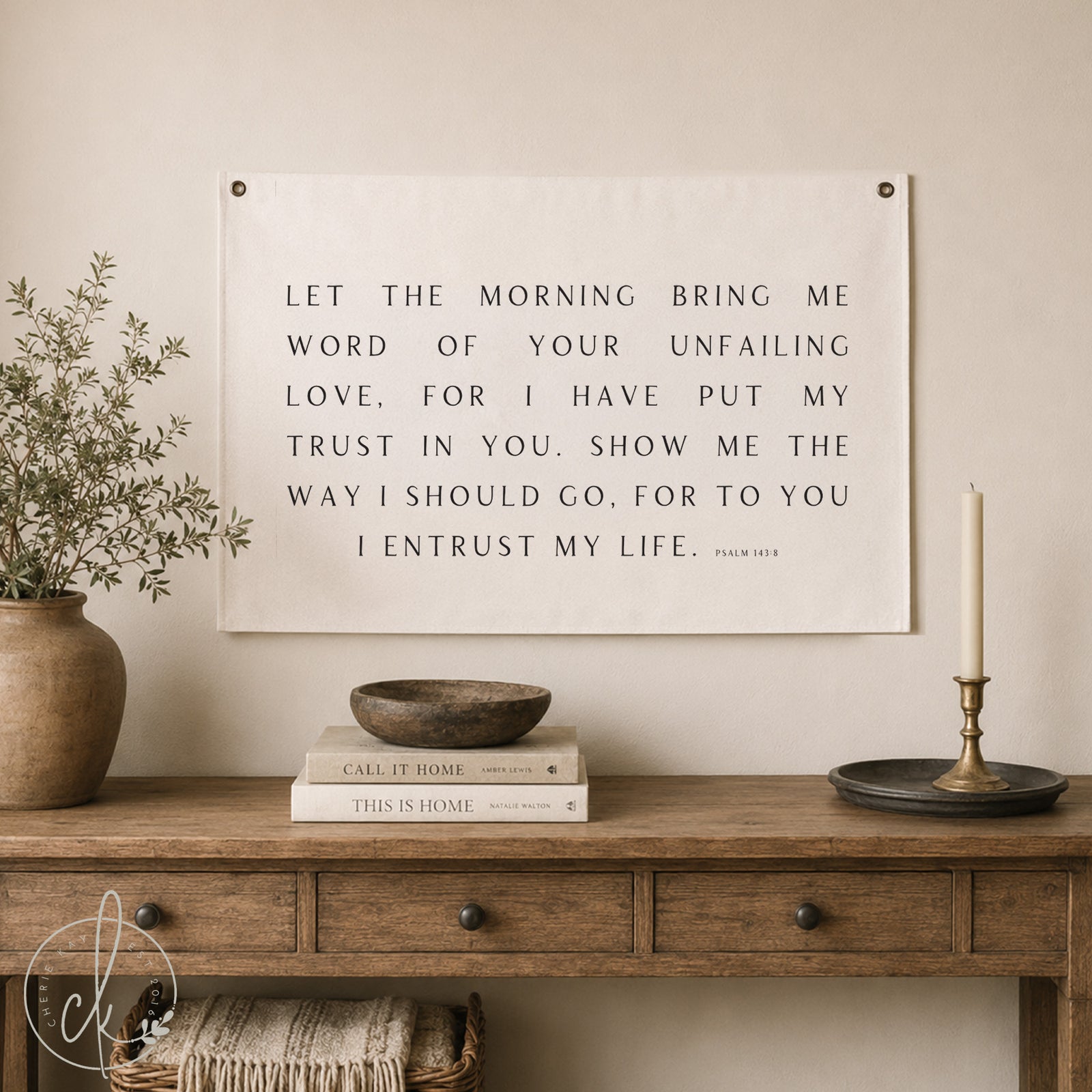 Let the morning flag | scripture wall decor | canvas flag | Bible verse sign | Psalm 143:8 | scripture wall art