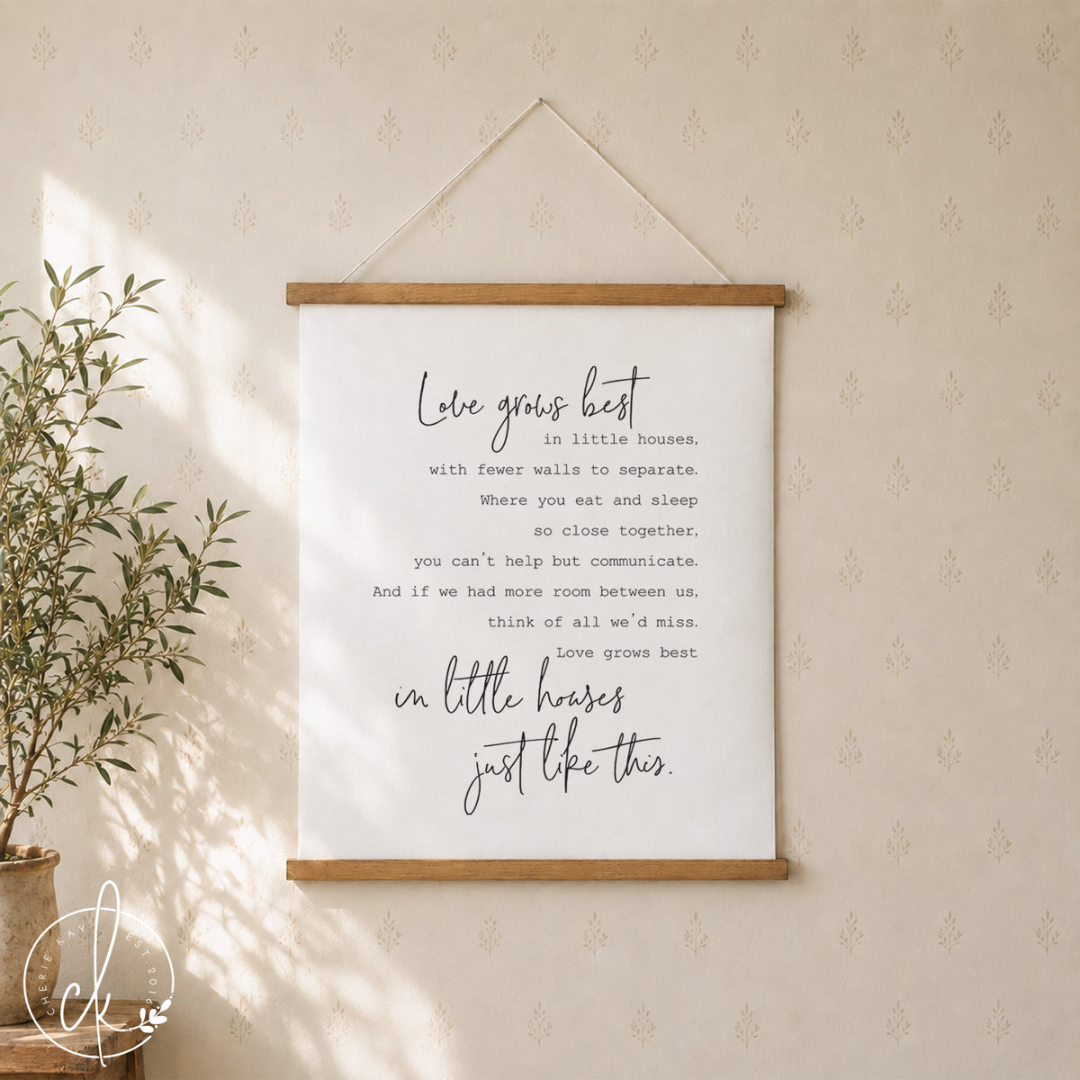 Love grows best in little houses sign | canvas wall decor | home wall decor