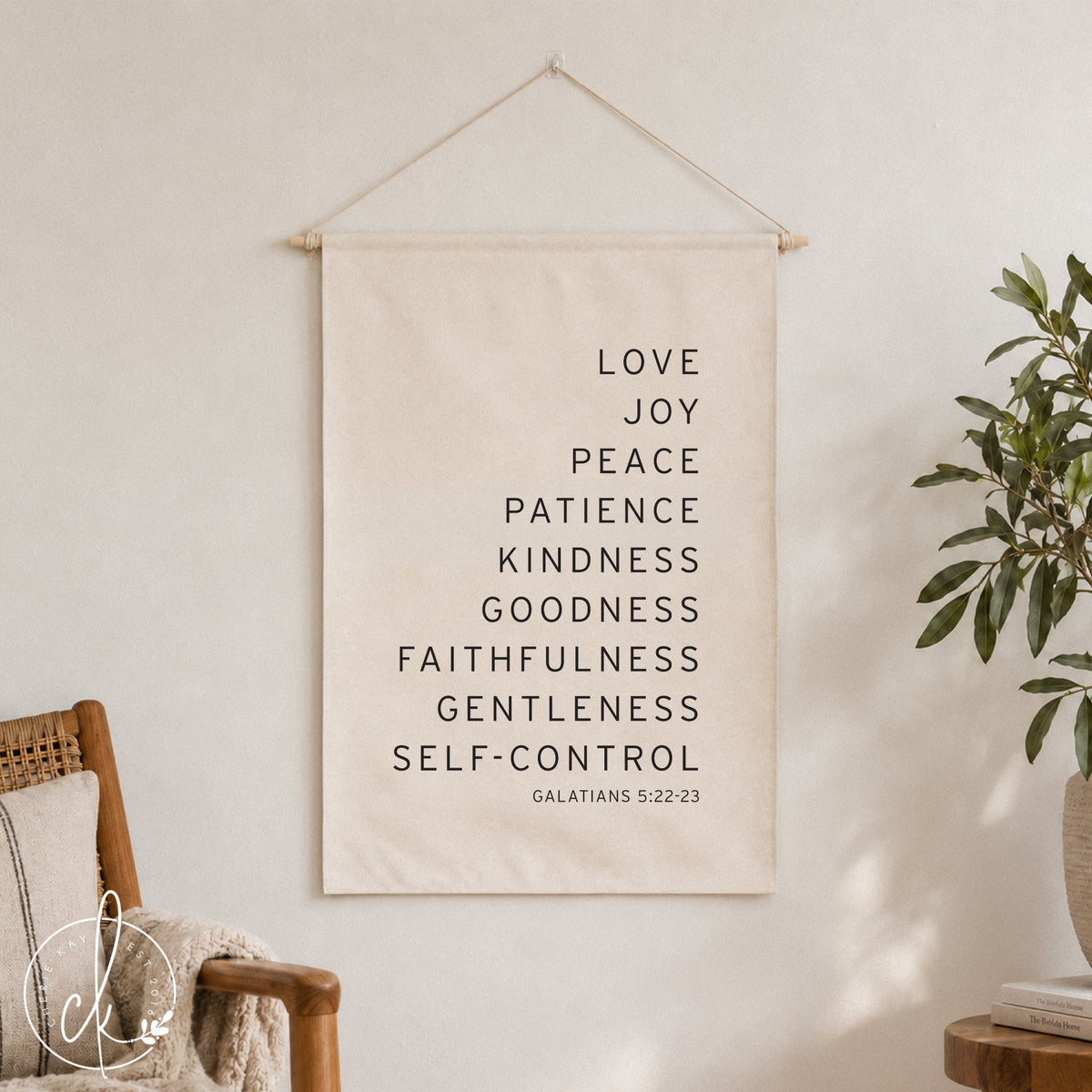 Love Joy Peace | Dowel Rod Canvas | Galatians 5:22-23 | Bible Verse Wall Art | Christian Wall Decor | Living Room Decor | Wall Hanging