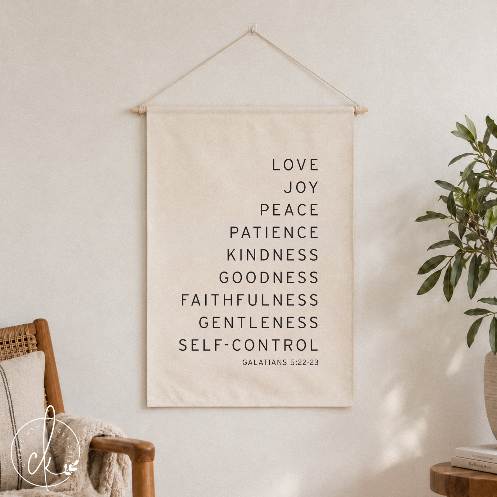 Love Joy Peace | Dowel Rod Canvas | Galatians 5:22-23 | Bible Verse Wall Art | Christian Wall Decor | Living Room Decor | Wall Hanging