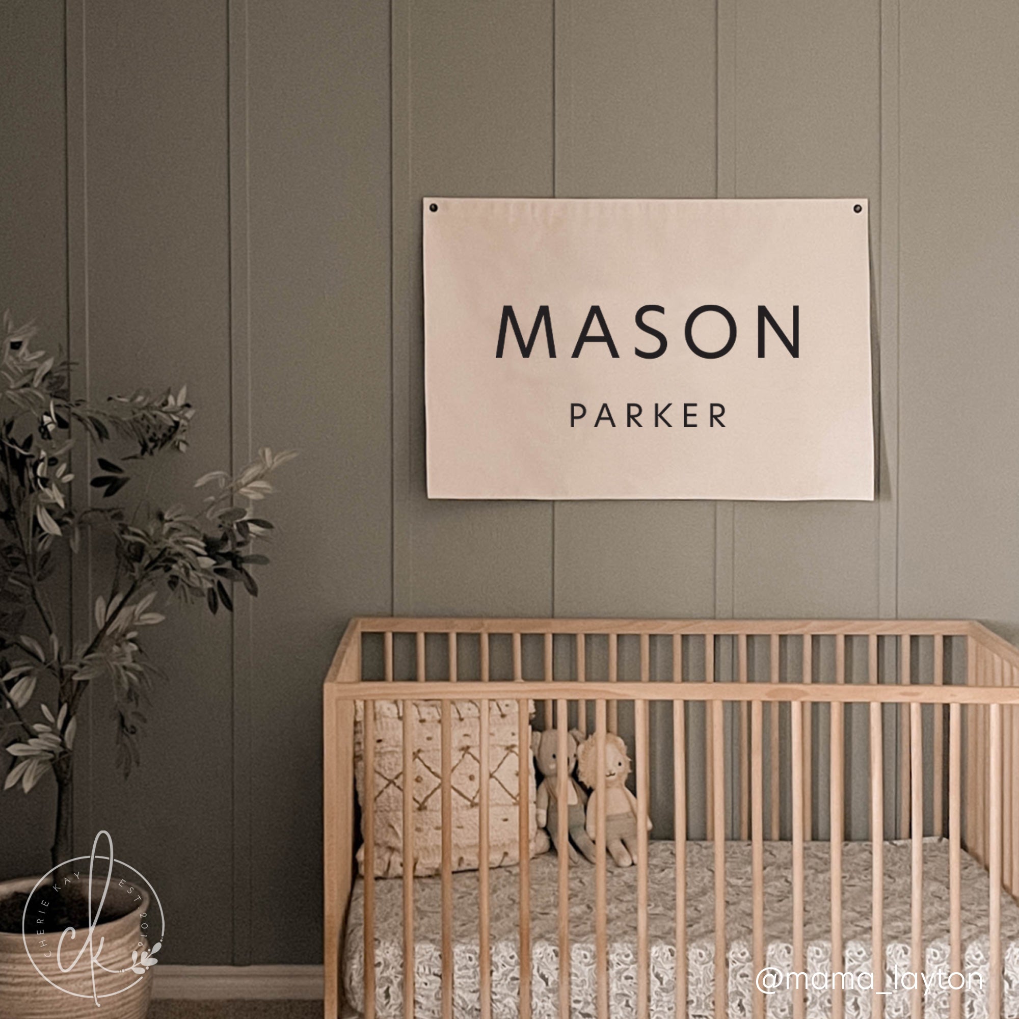 personalized baby name canvas flag