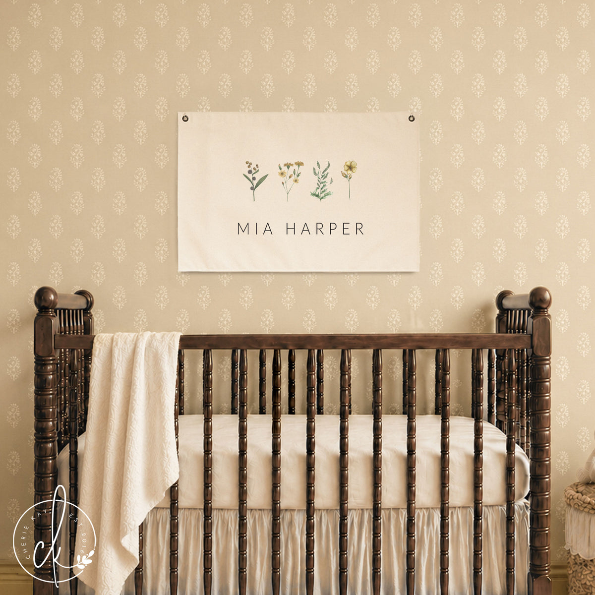 Personalized Nursery Name Sign | Floral Girl Name Sign | Mia Harper