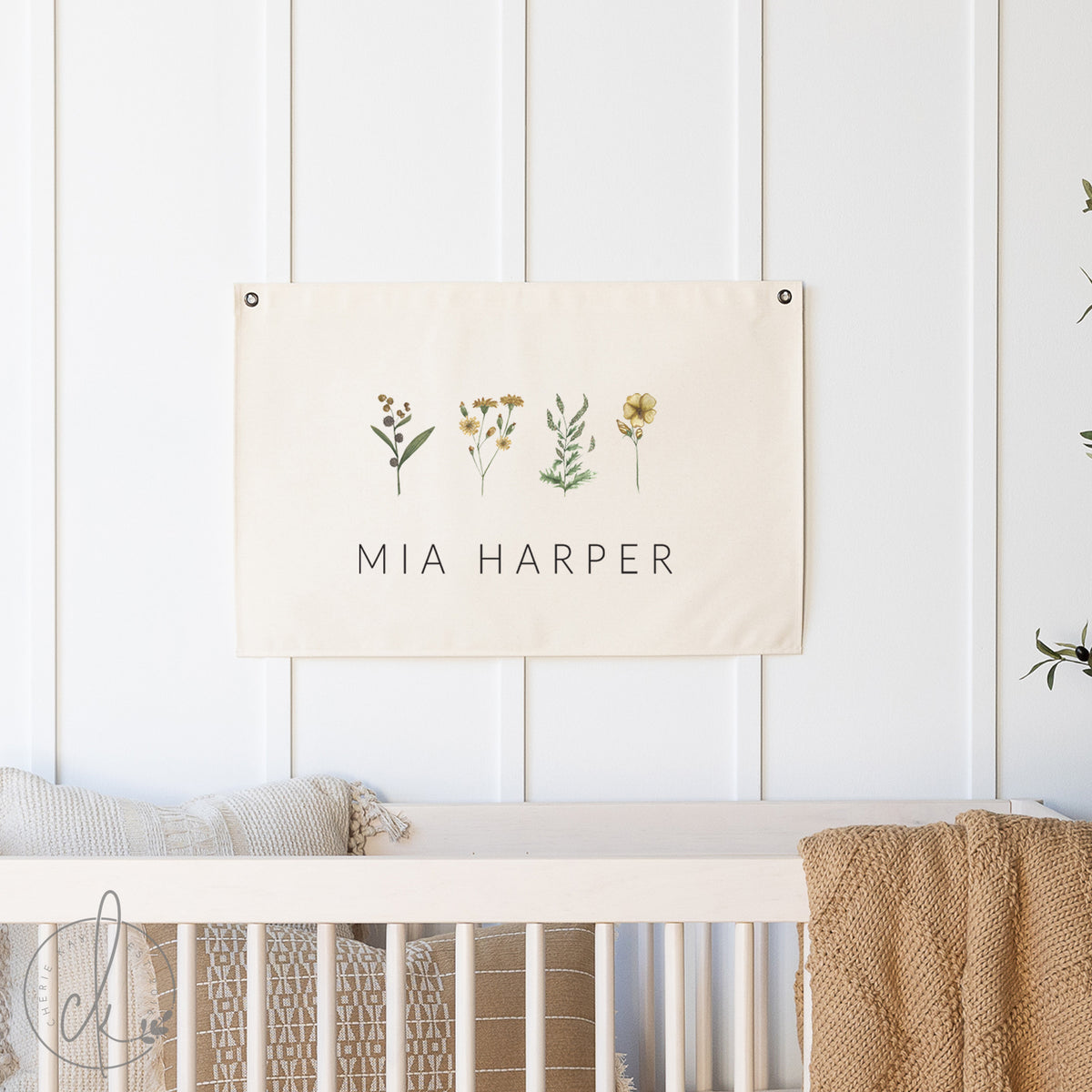 Personalized Nursery Name Sign | Floral Girl Name Sign | Mia Harper