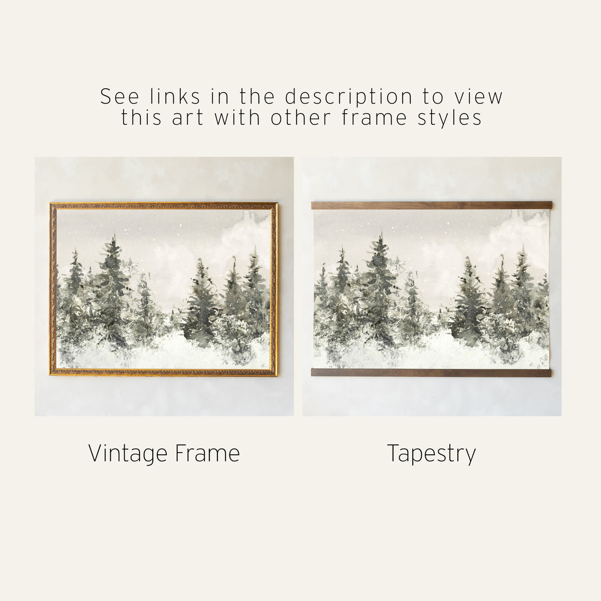 Christmas Tree Wall Art | Snowy Pine Tree Painting | Entryway Christmas Wall Decor | N103