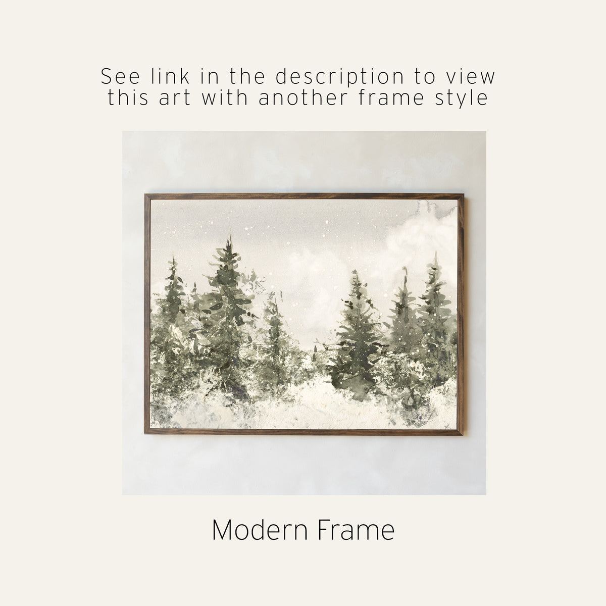 Winter Landscape Painting | Neutral Christmas Wall Decor | Framed Snowy Forest Art | N103