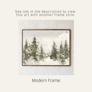 Winter Landscape Painting | Neutral Christmas Wall Decor | Framed Snowy Forest Art | N103