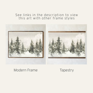 Winter Landscape Painting | Neutral Christmas Wall Decor | Framed Snowy Forest Art | N103