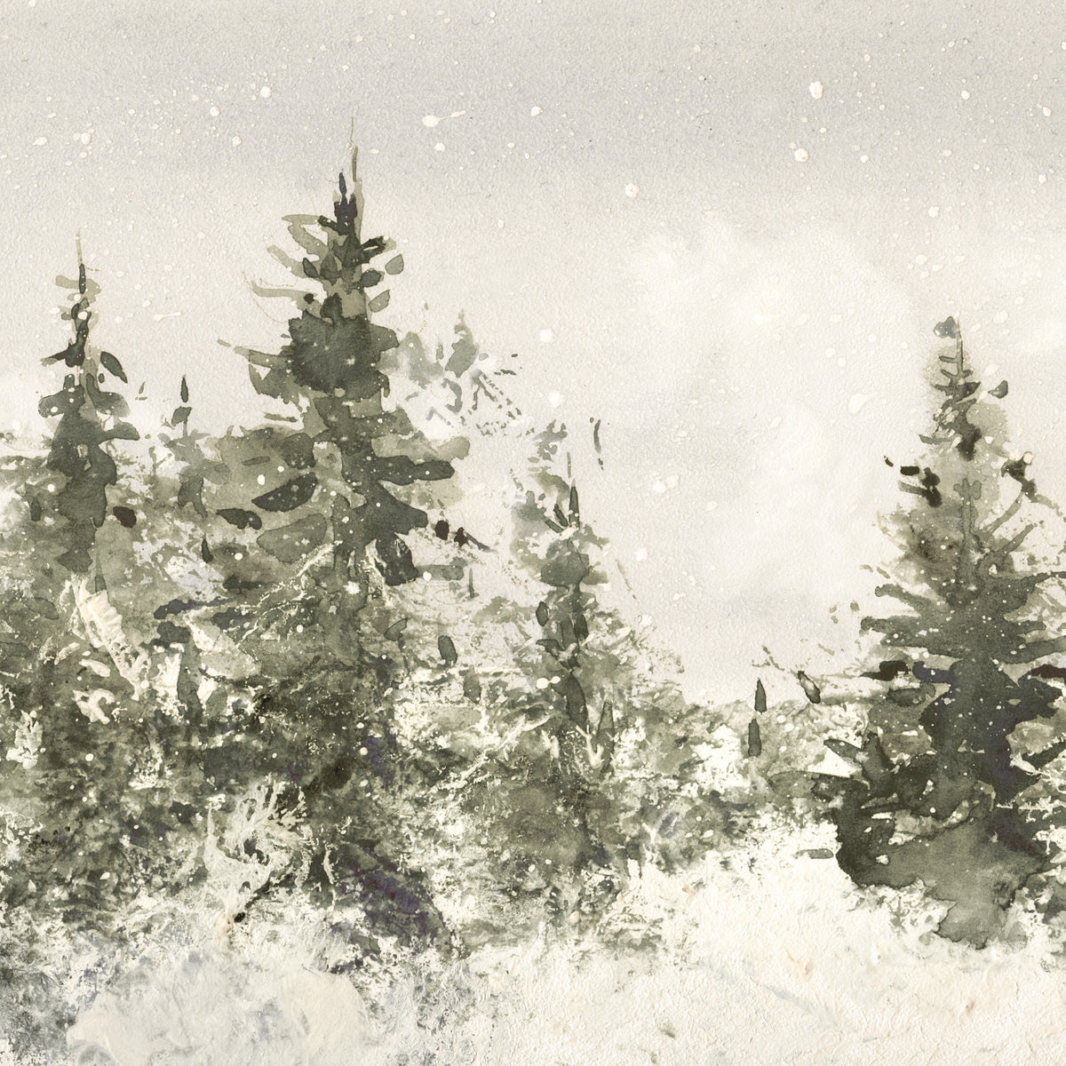Winter Landscape Painting | Neutral Christmas Wall Decor | Framed Snowy Forest Art | N103