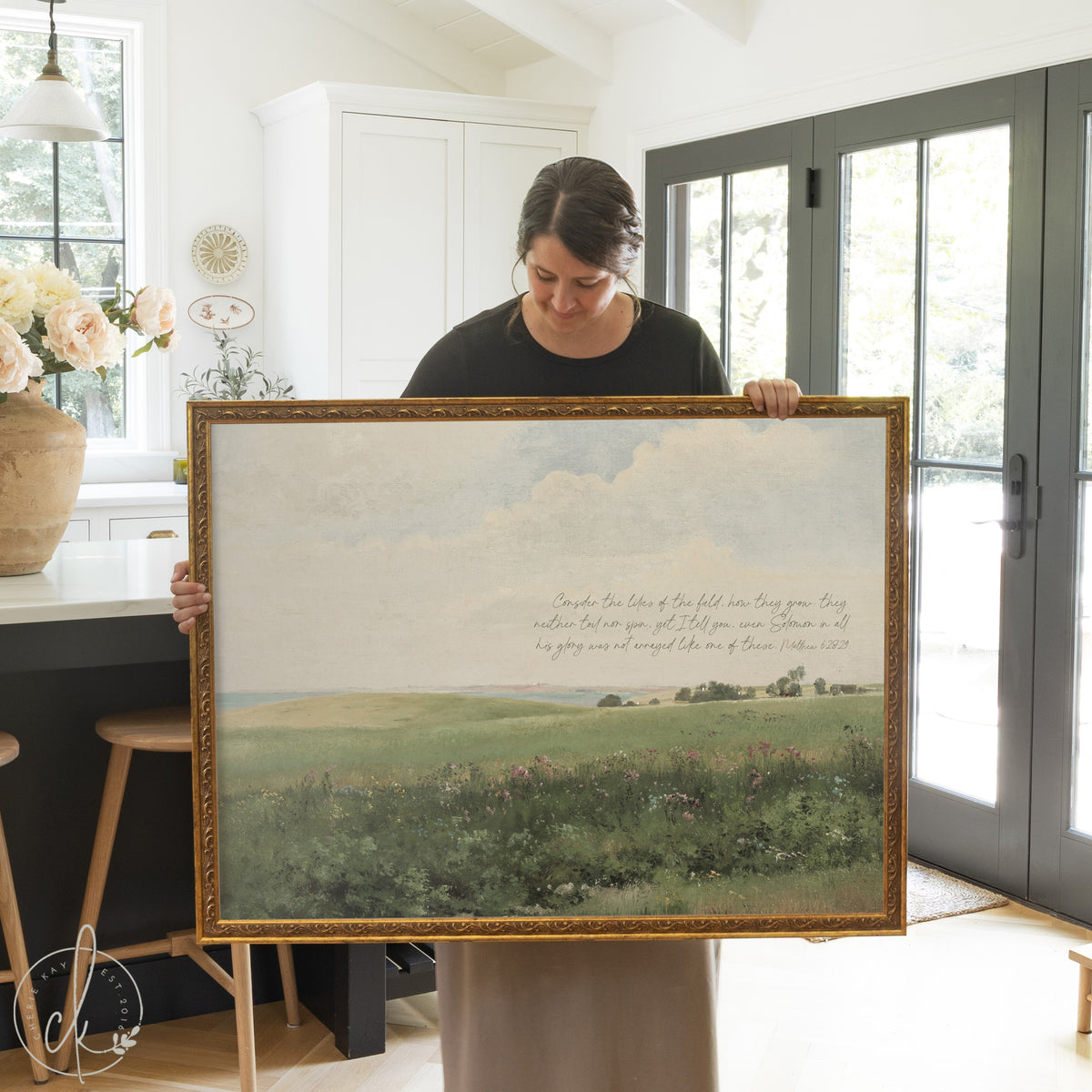 Large Wall Art with Scripture | Consider the Lilies Bible Verse Decor | N105