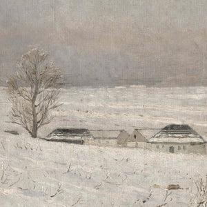 Snowy Landscape Painting | Framed Winter Wall Art | Neutral Farmhouse Decor | N107