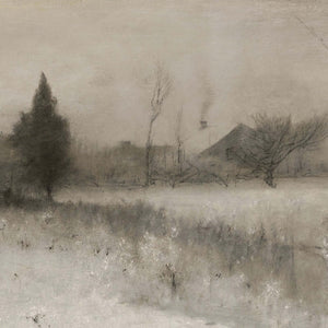 Snowy Landscape Painting | Large Neutral Wall Art | Framed Winter Landscape | N108