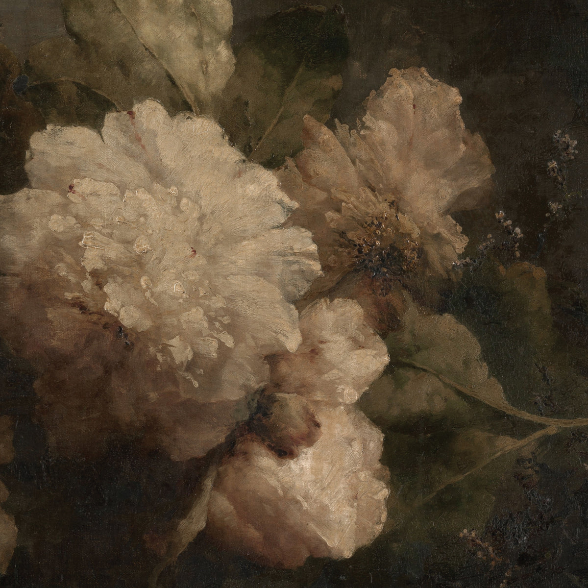 Moody Floral Wall Art | Framed Vintage Peony Painting | N121