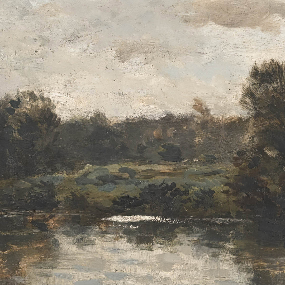 Framed Vintage Oil Painting | Landscape Wall Art With Antique Gold Frame | N115