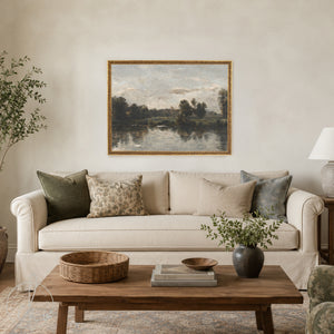 Framed Vintage Oil Painting | Landscape Wall Art With Antique Gold Frame | N115