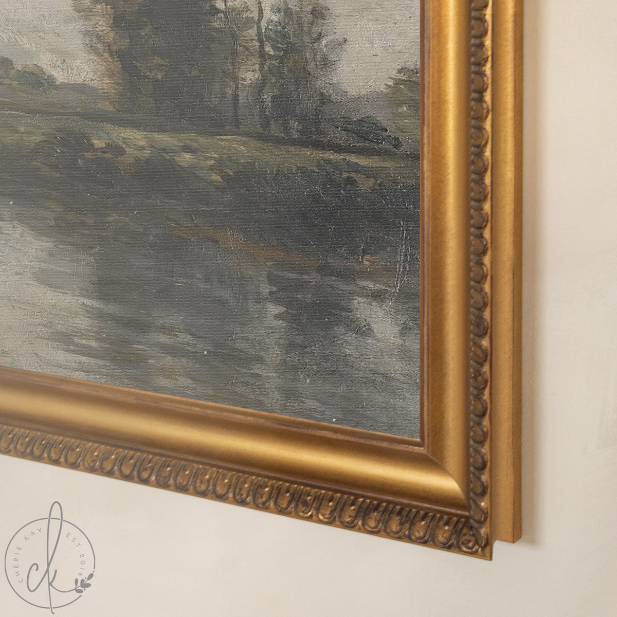 Framed Vintage Oil Painting | Landscape Wall Art With Antique Gold Frame | N115