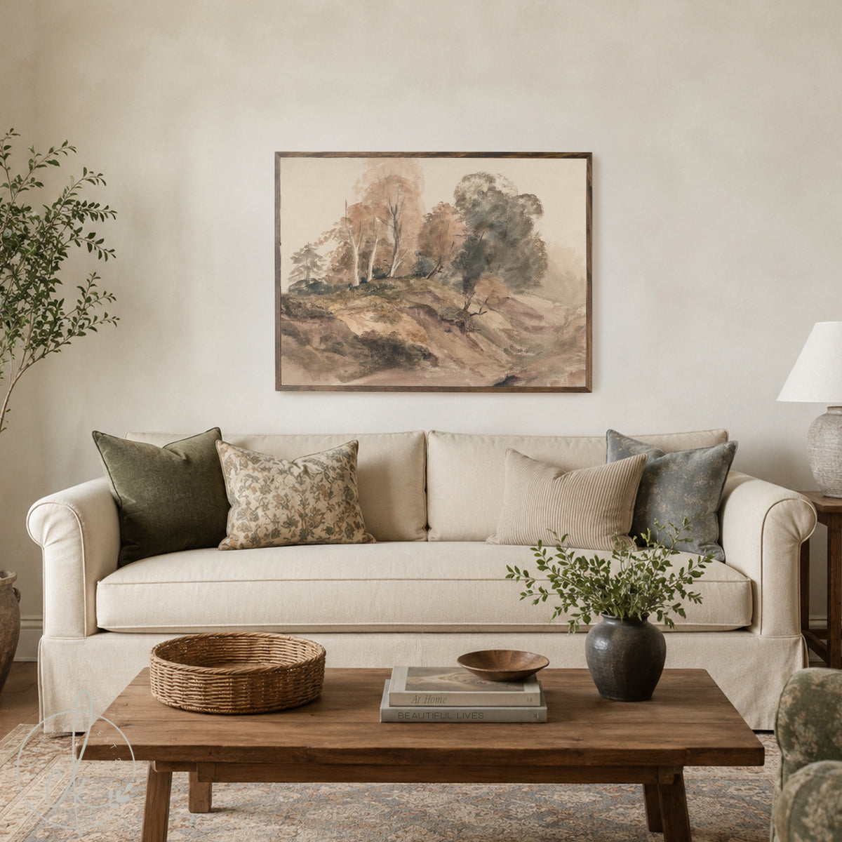 Autumn Trees Artwork | Fall Trees Painting | Natural Wood Framed Wall Art | N116