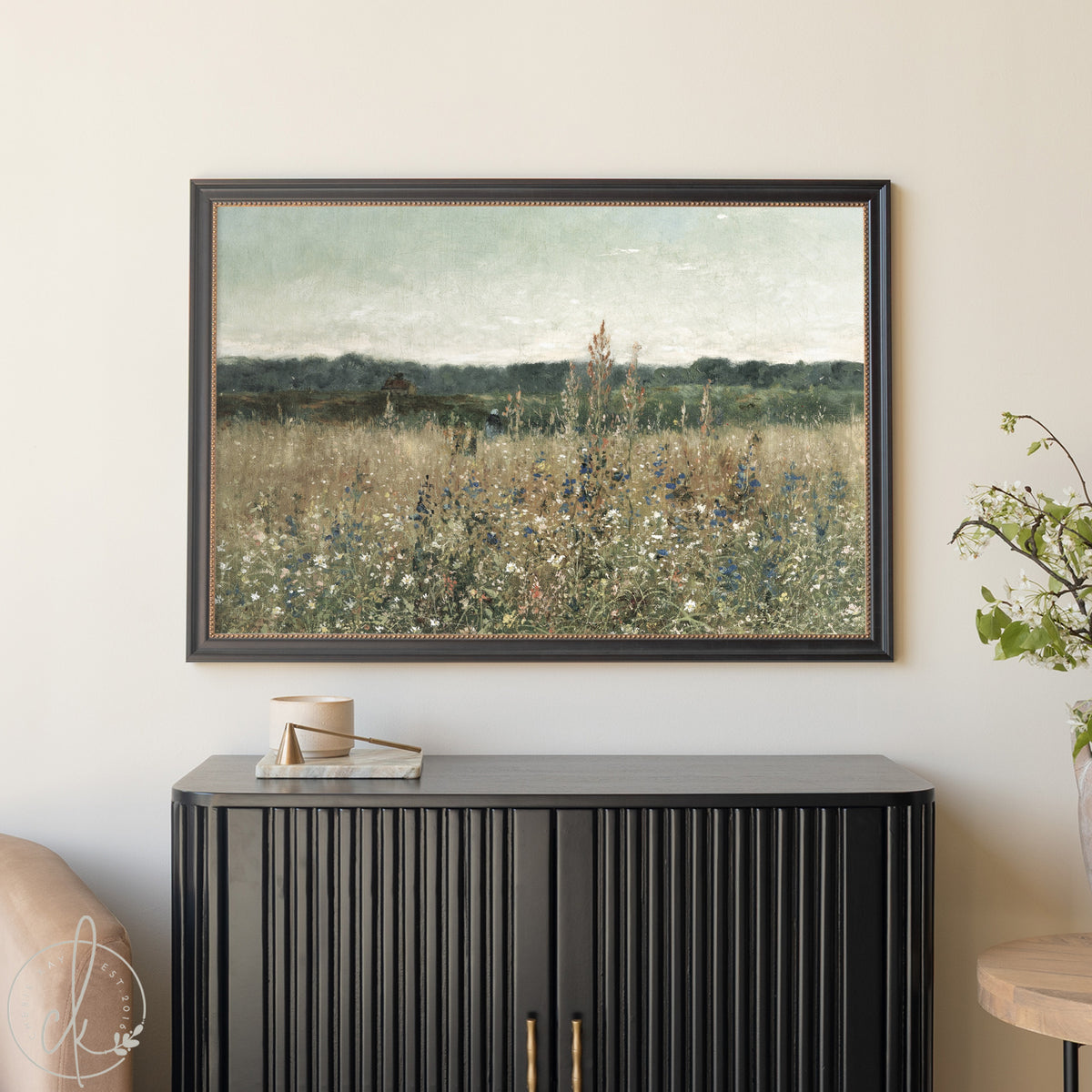 Large Framed Botanical Wall Art | Vintage Landscape Painting | N117