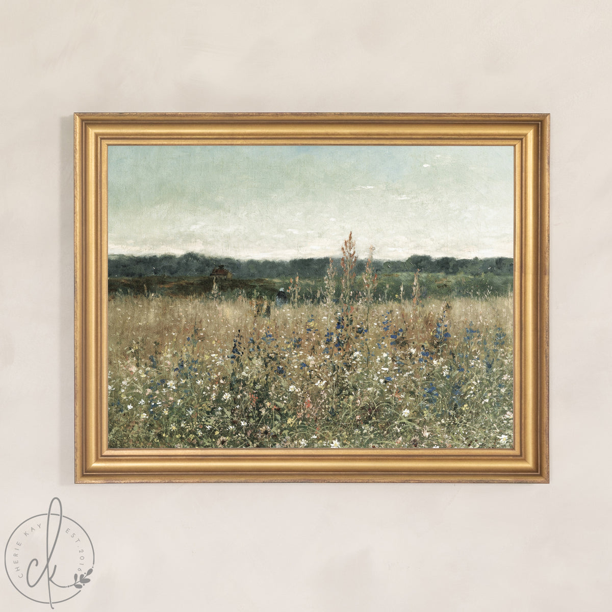 Large Framed Botanical Wall Art | Vintage Landscape Painting | N117