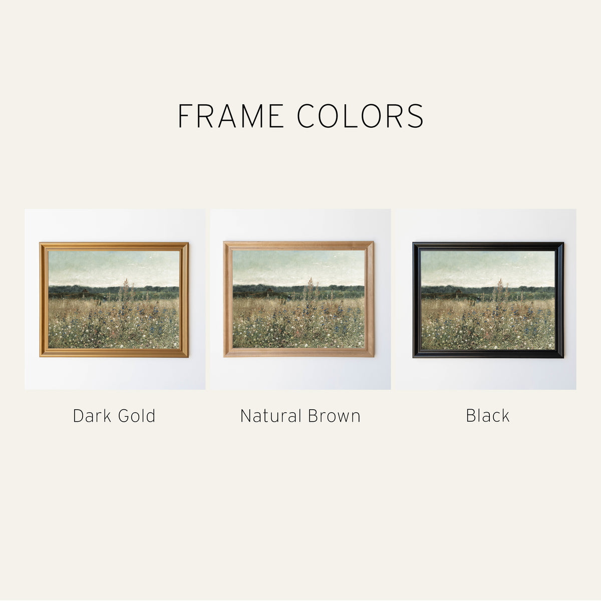 Vintage Wildflower Field Painting | Wood Framed Canvas | N117