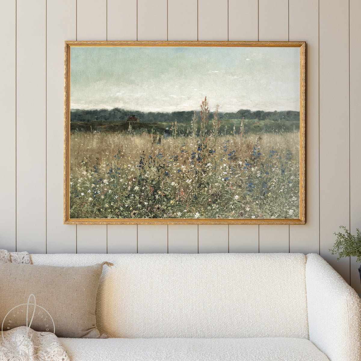 Large Framed Botanical Wall Art | Vintage Landscape Painting | N117