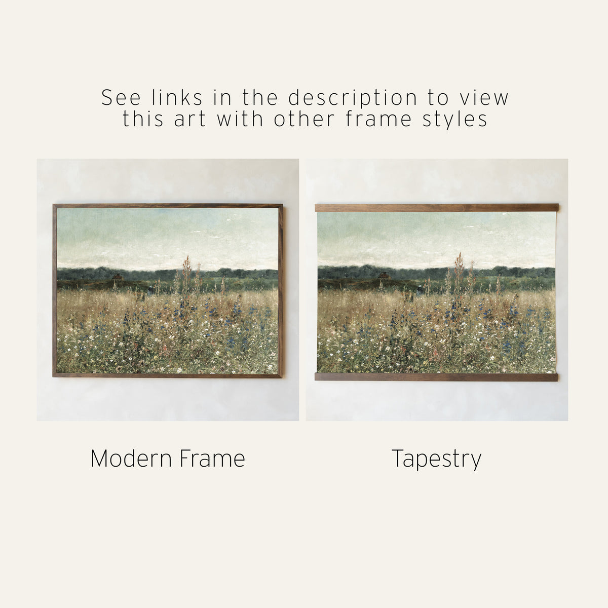 Large Framed Botanical Wall Art | Vintage Landscape Painting | N117