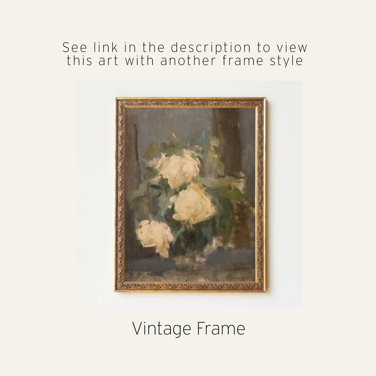 Floral Still Life Wall Art | Antique Rose Framed Canvas Print | N125
