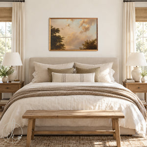 Sunset Wall Art | Vintage Framed Landscape Canvas Print | Cloud Sky Scene | N132