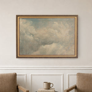 Vintage Cloud Painting | Sunlit Sky Wall Art | Framed Cloud Decor for Living Room | N139