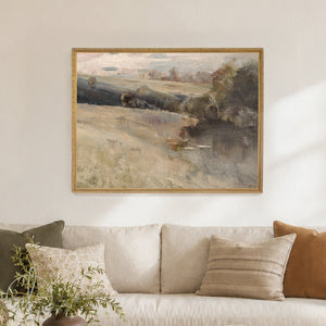 Abstract Landscape Art | Vintage Impressionist Canvas | Antique Gold Framed Wall Decor | N149