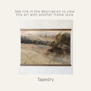 Abstract Landscape Art | Vintage Impressionist Canvas | Antique Gold Framed Wall Decor | N149