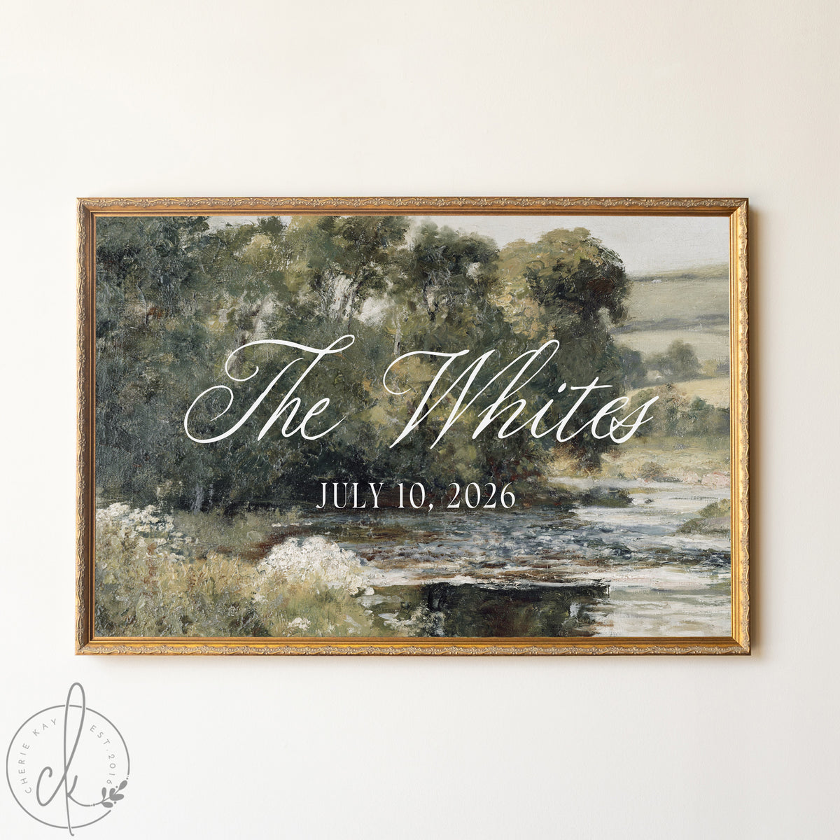 Personalized Last Name Sign | Vintage Landscape Framed Canvas | Wedding Gift for Couple | N150