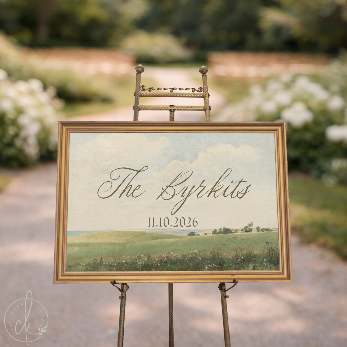 Wedding Welcome Sign | Vintage Landscape Canvas | Personalized Last Name & Date | N152