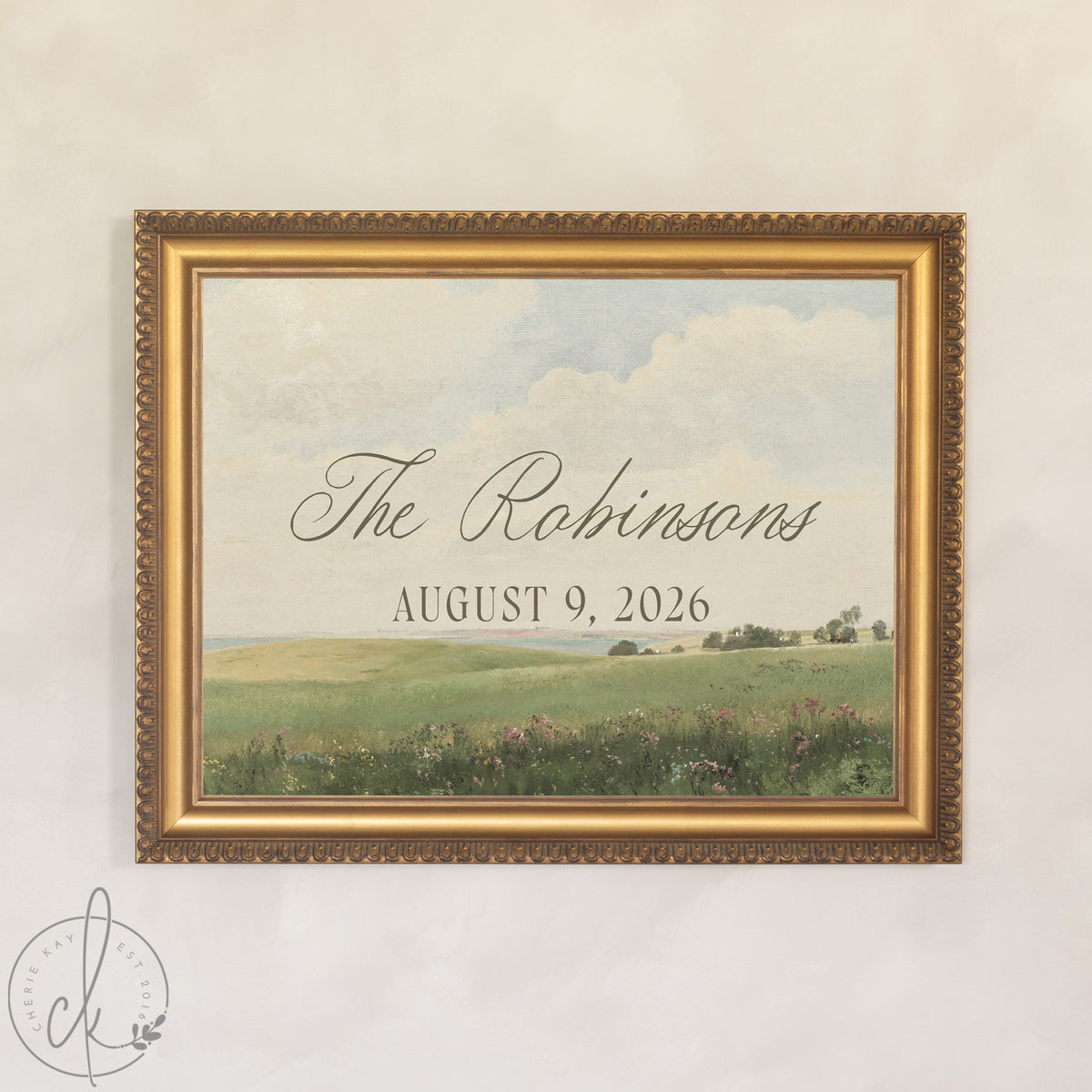 Wedding Welcome Sign | Vintage Landscape Canvas | Personalized Last Name & Date | N152