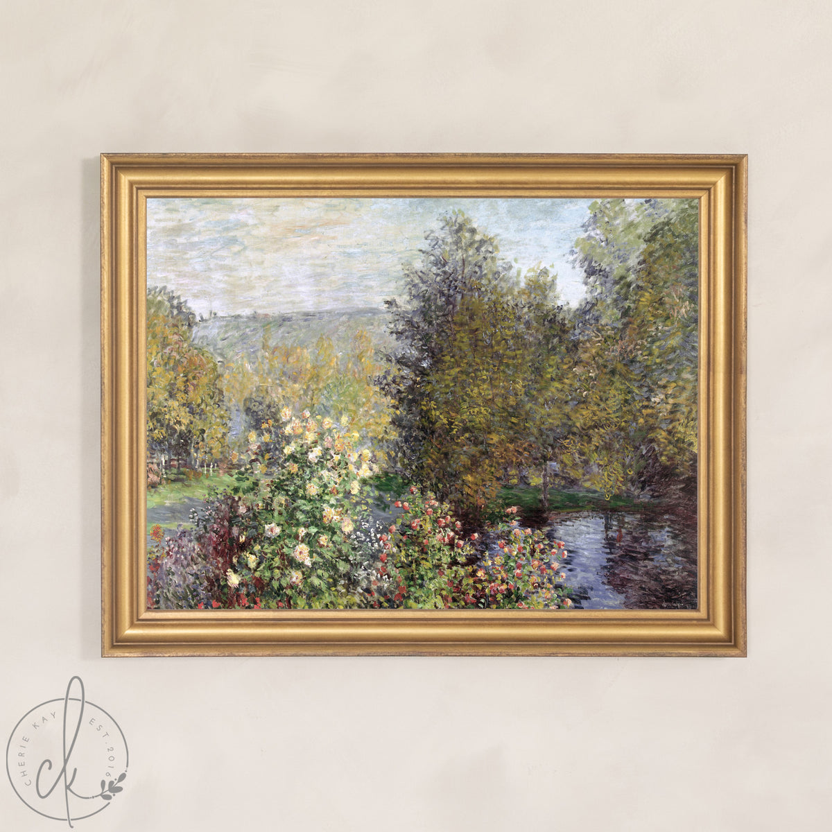 Monet Garden Painting | Corner of the Garden at Montgeron | Gold Framed Wall Art | N154