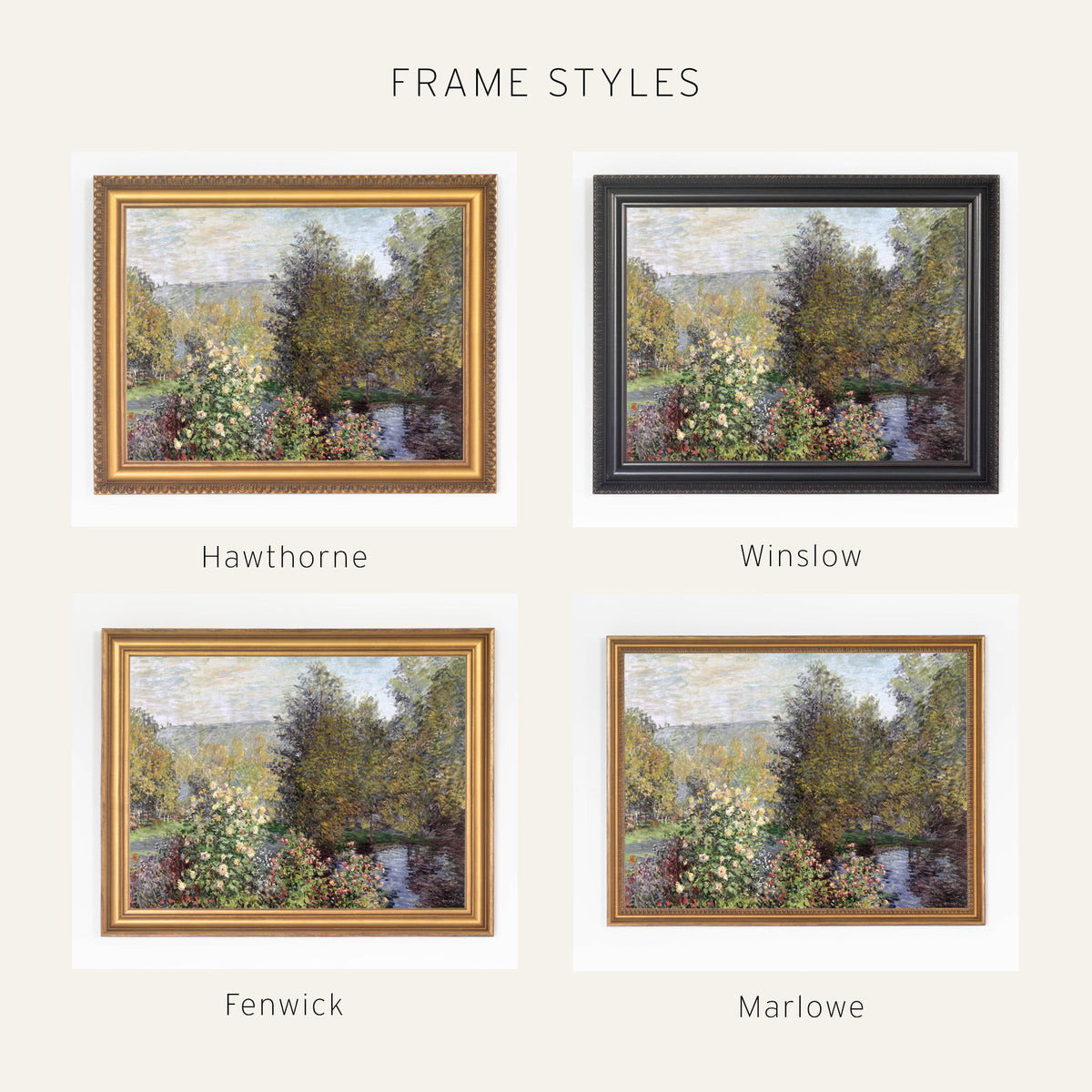 Monet Garden Painting | Corner of the Garden at Montgeron | Gold Framed Wall Art | N154