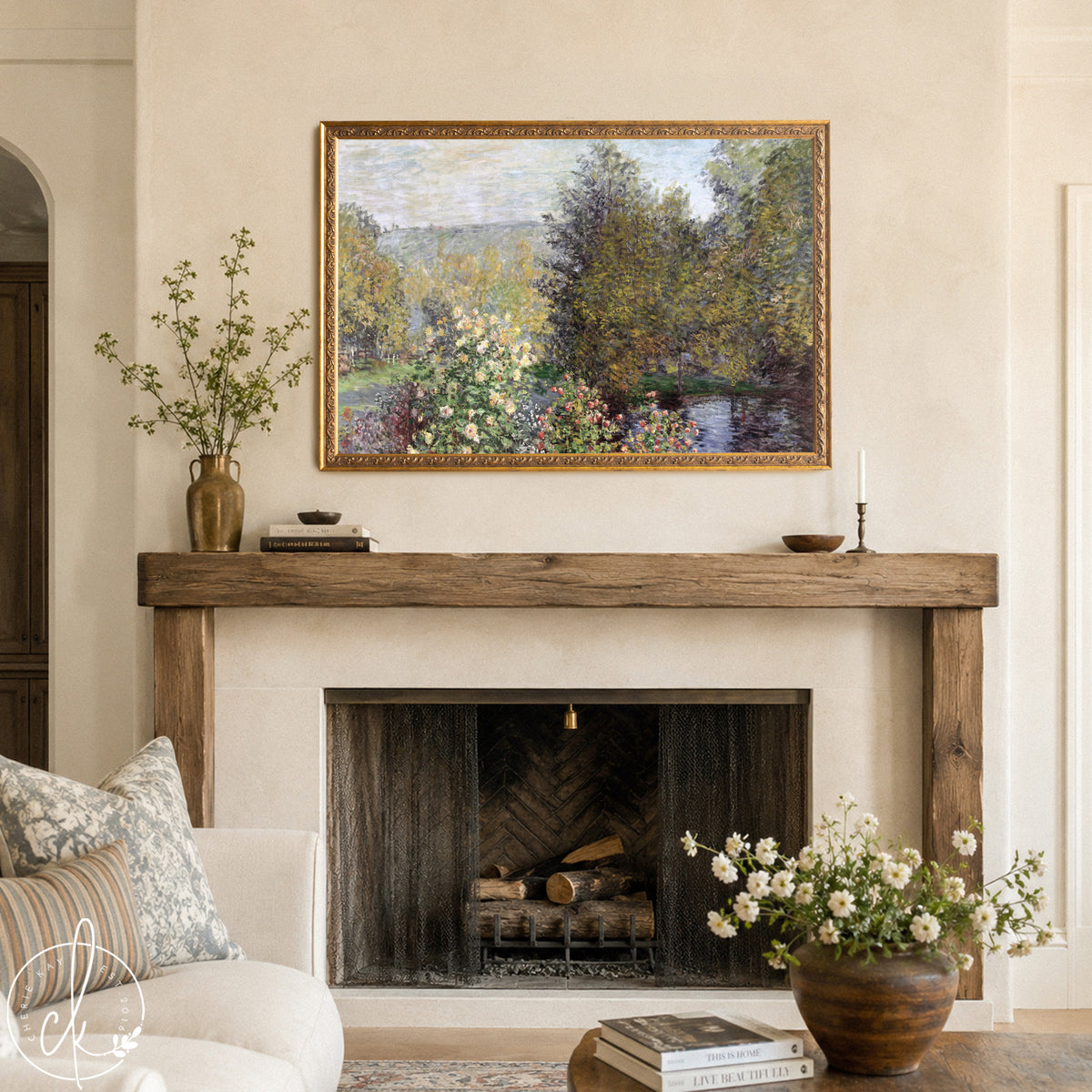 Monet Garden Painting | Corner of the Garden at Montgeron | Gold Framed Wall Art | N154