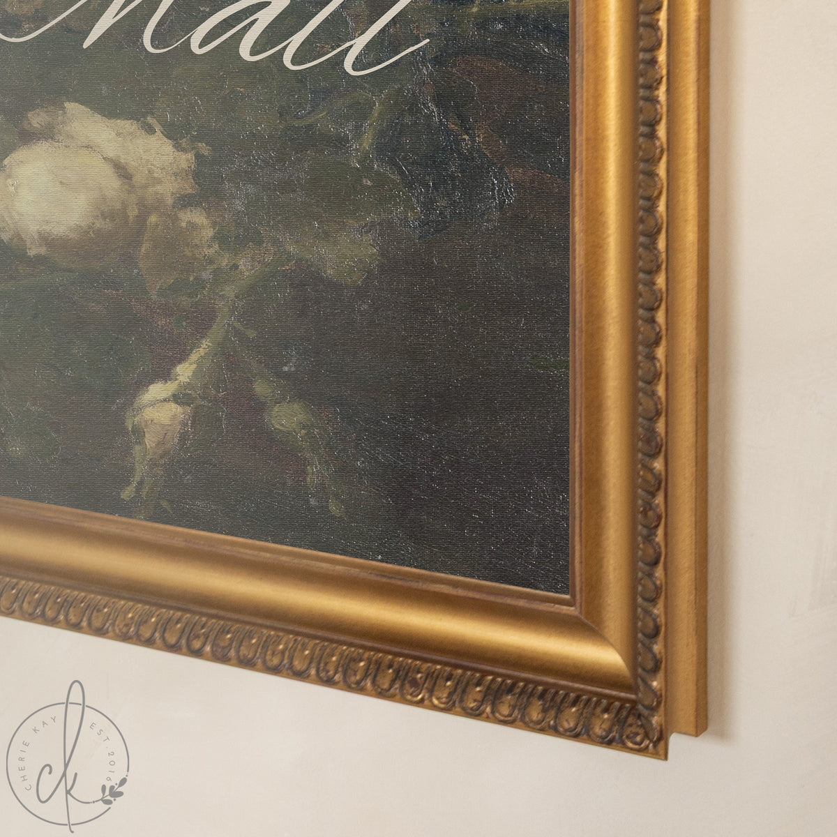 Wedding Last Name Sign | Dark Floral Gold Frame | Custom Welcome Sign for Reception | N157