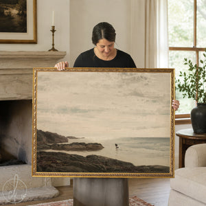 Coastal Landscape Painting | Framed Seascape Wall Art | Neutral Ocean Decor | N16