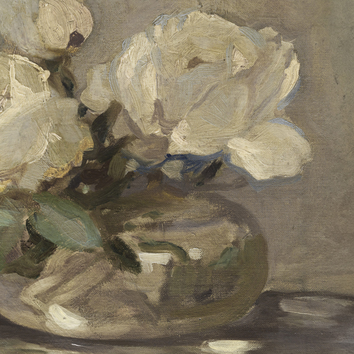 White Flower Wall Art | Framed Floral Painting on Canvas | N195