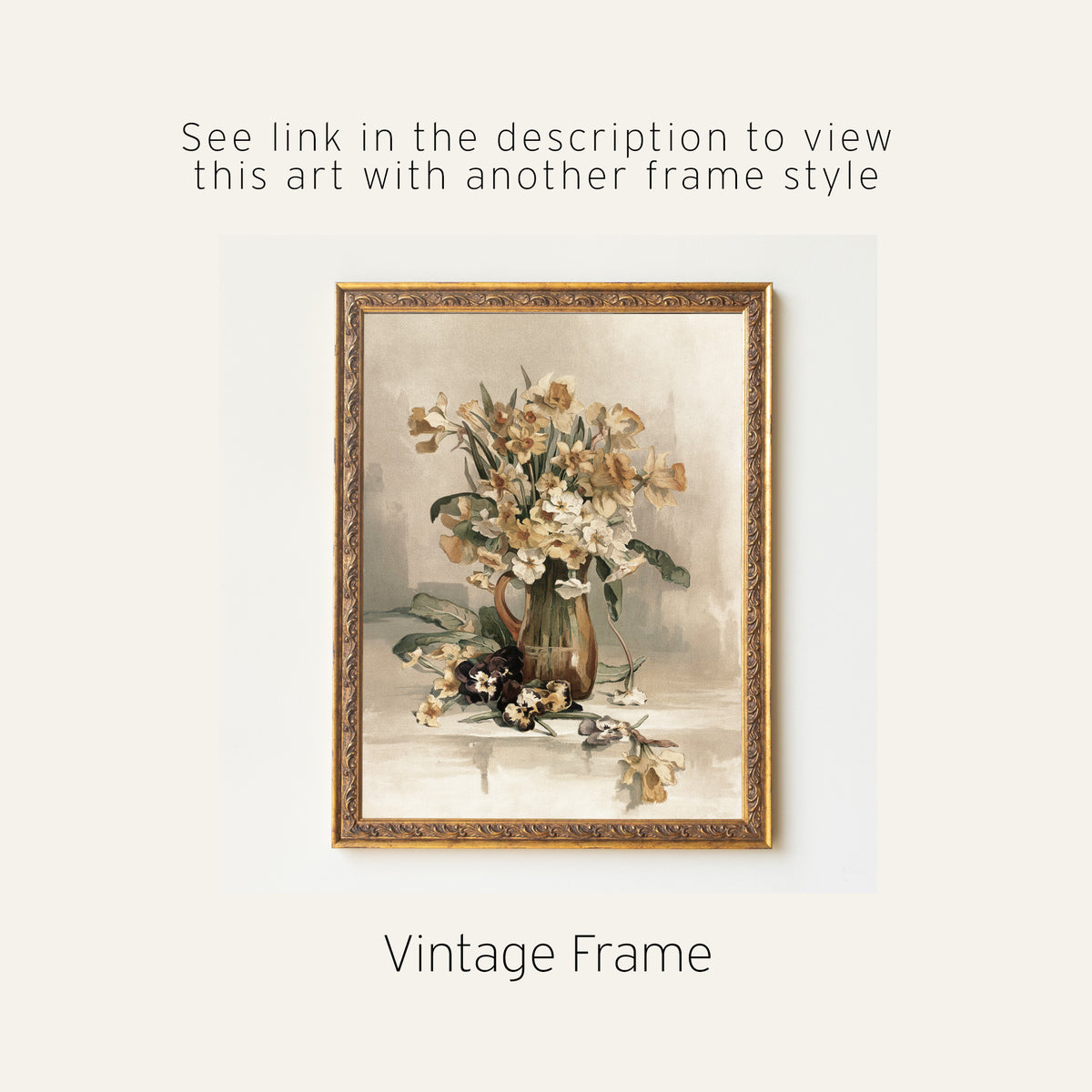 Large Floral Wall Decor | Vintage Flower Art Canvas | Framed Botanical Wall Art | N199