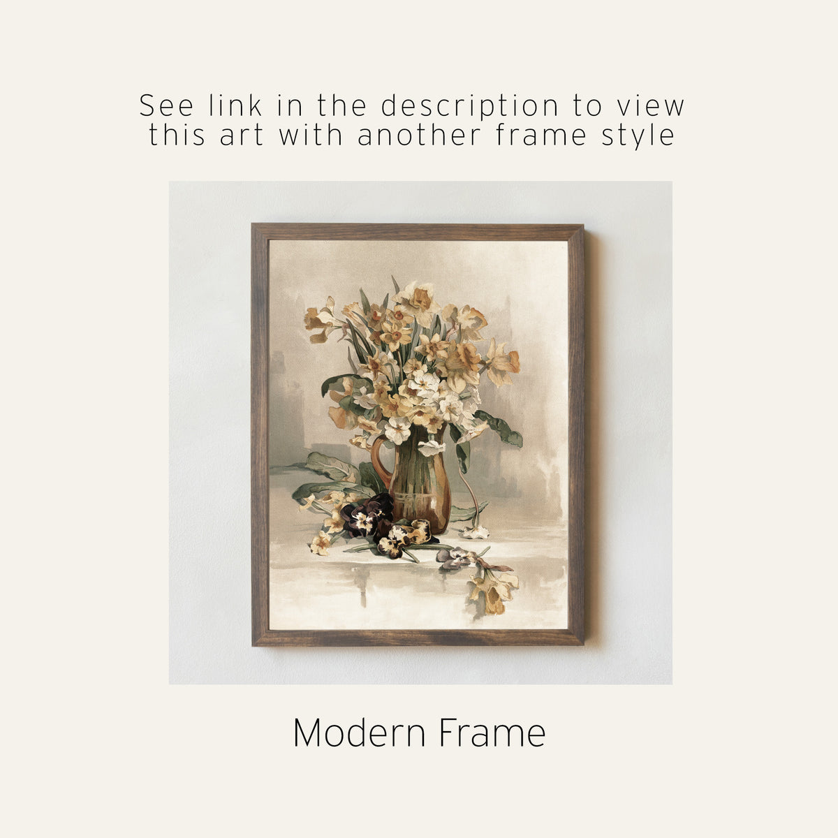 Daffodil Painting | Vintage Floral Wall Art | Framed Still Life Print | N199