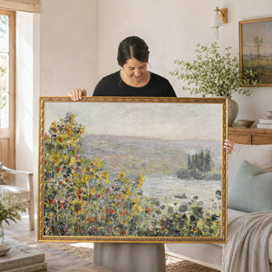 Flower Beds at Vetheuil | Monet Framed Print | Gold Framed Wall Art | N201