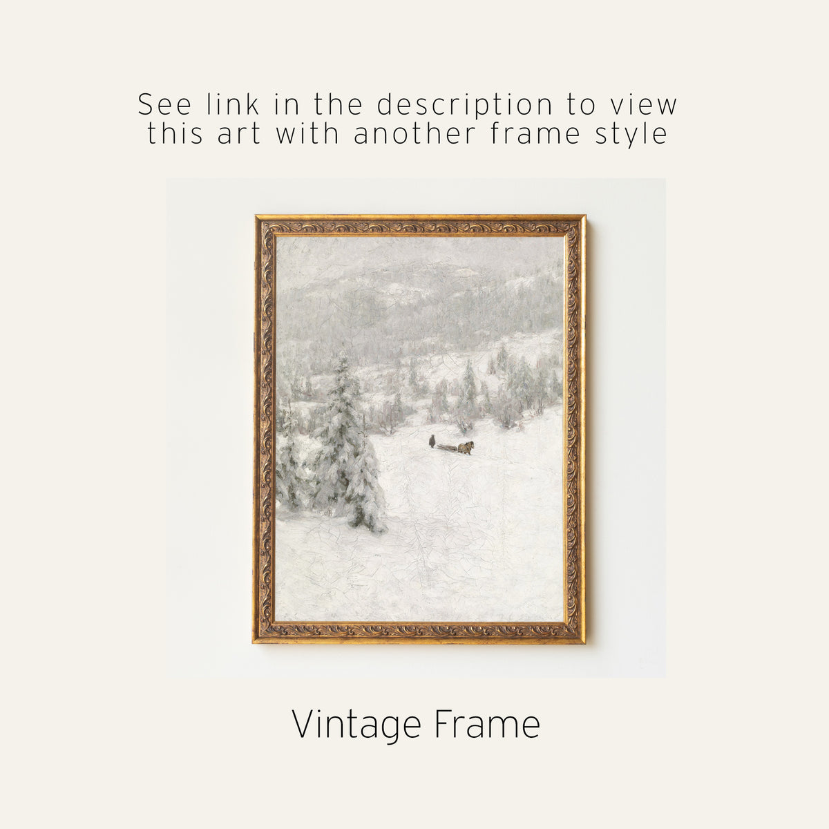 Snowy Landscape Painting | Large Christmas Decor for Living Room | N220